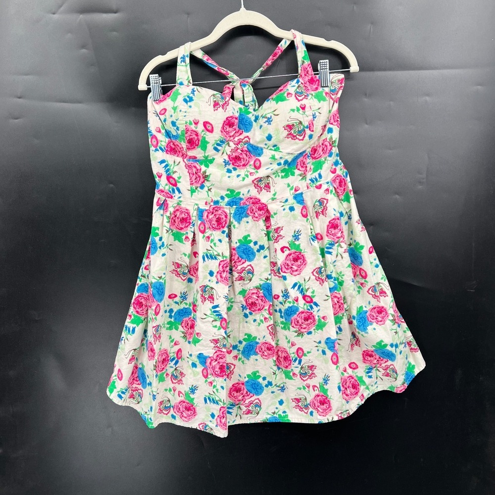 retro y2k 90s halter bra free fit & flare mini dress cottagecore XL - Picture 11 of 11